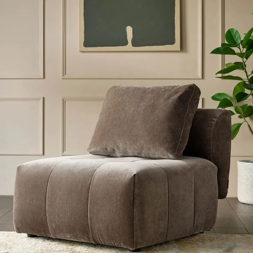BOXED DANETTI LILLIAN MOCHA FABRIC SINGLE SOFA MODULE