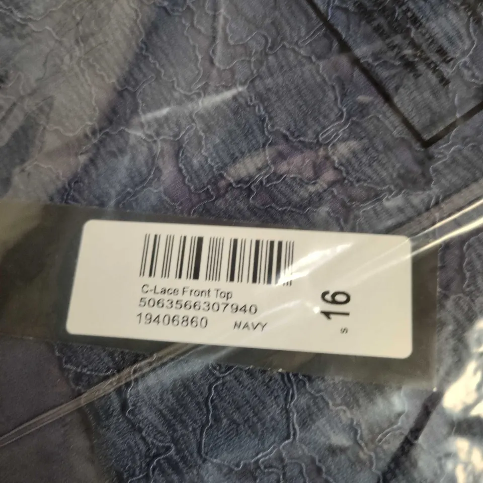 ROMAN C-LACE FRONT TOP – NAVY, UK SIZE 16
