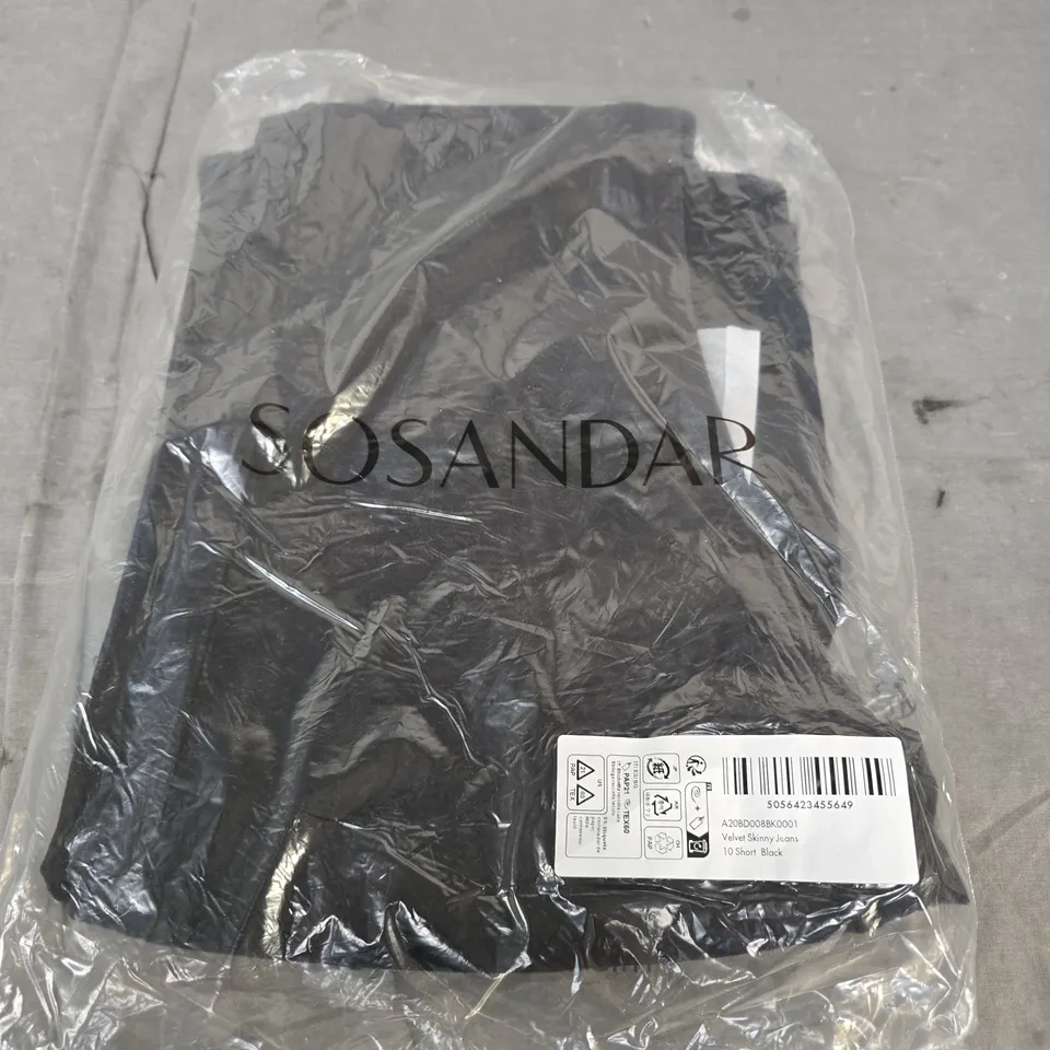 SOSANDAR VELVET SKINNY JEANS – BLACK, UK 10 SHORT