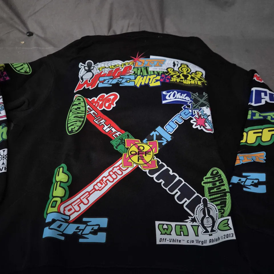 OFF-WHITE BLACK LOGO'S HOODIE SIZE L