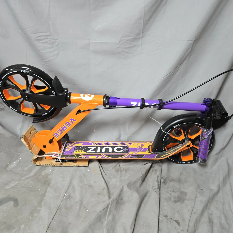 ZINC BIG WHEELED FOLDING VERGE PRO SCOOTER - ORANGE & PURPLE