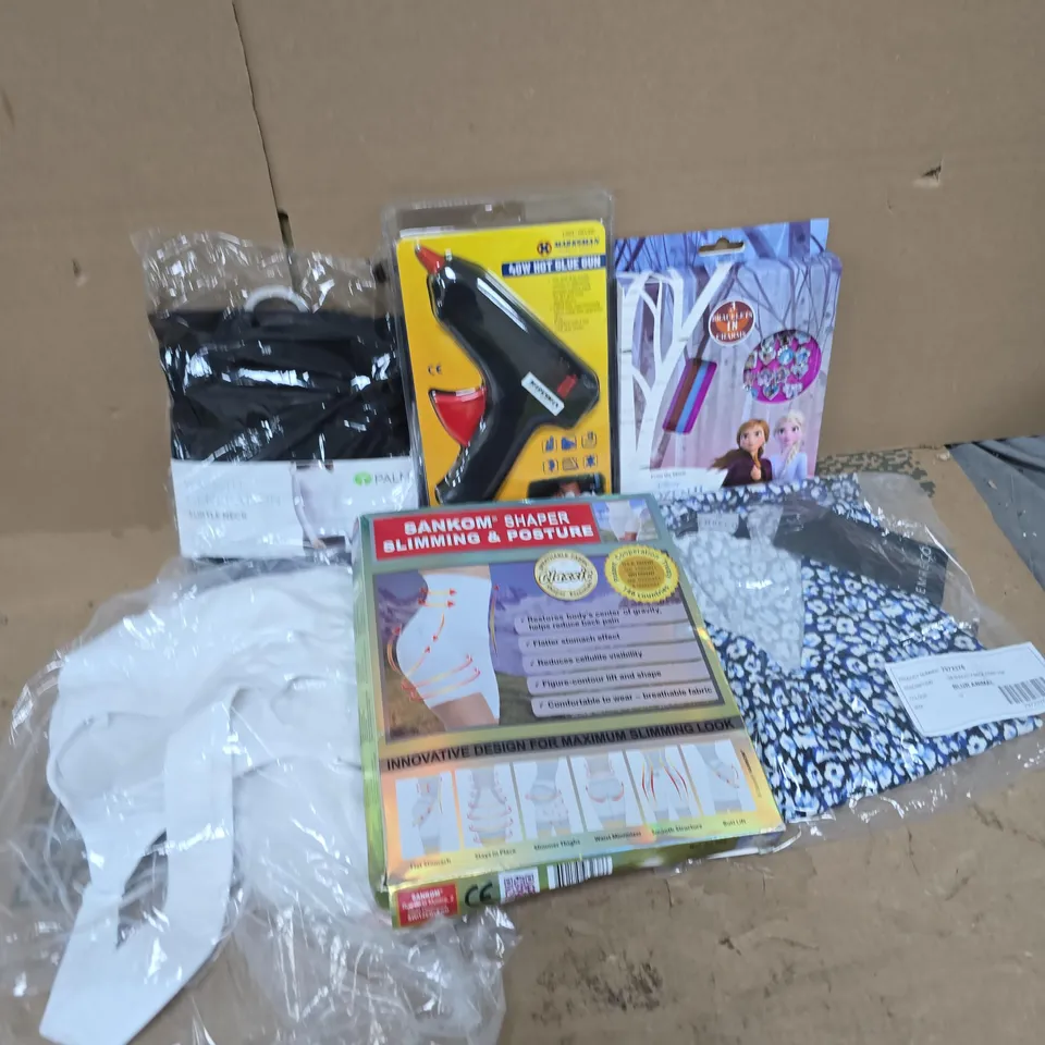 APPROXIMATELY 20 ASSORTED ITEMS TO INCLUDE 40W HOT GLUE GUN, PALM TURTLE NECK, DISNEY FROZEN II  BRACELET SET, ETC