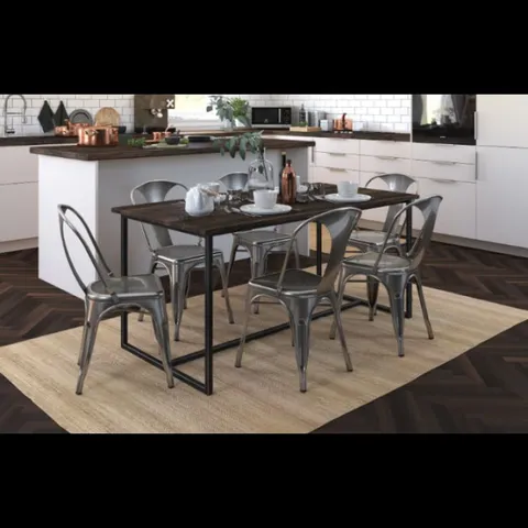 BOXED PAIR OF FINN METAL FURNITURE GREY DINING CHAIRS