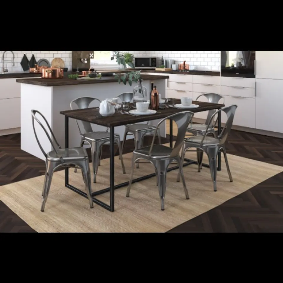 BOXED PAIR OF FINN METAL FURNITURE GREY DINING CHAIRS