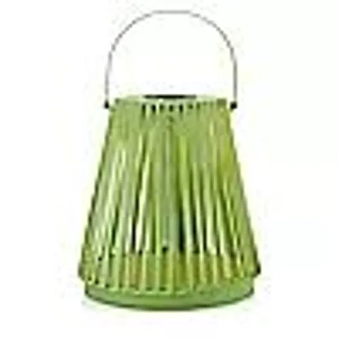 MY GARDEN STORIES BRAIDED ROPE MEDIUM SOLAR POWERED LED LANTERN GREEN