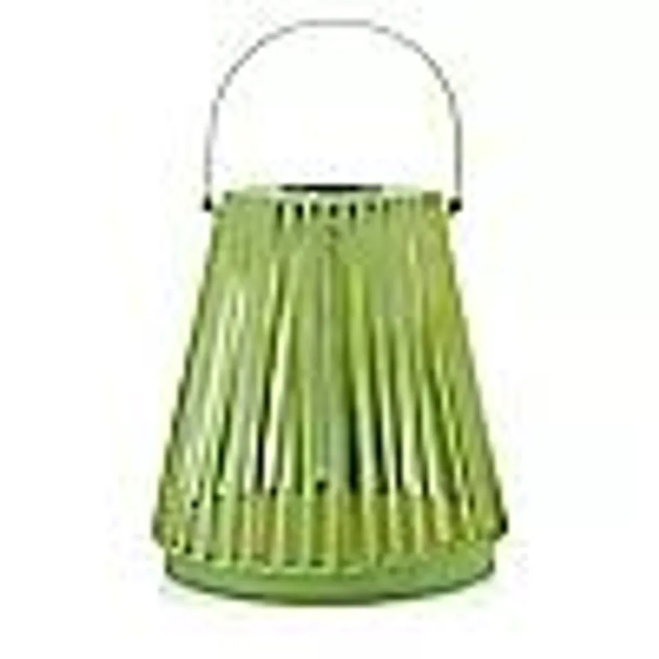 MY GARDEN STORIES BRAIDED ROPE MEDIUM SOLAR POWERED LED LANTERN GREEN