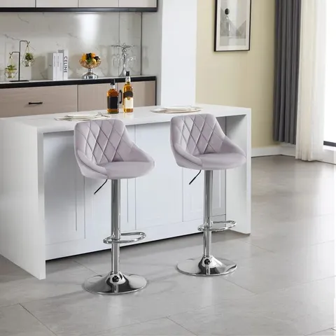 BOXED DEQUAWN HEIGHT ADJUSTABLE SWIVEL BAR STOOL LIGHT GREY