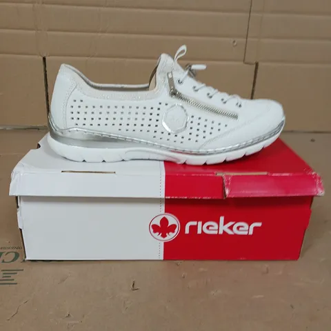 RIEKER SIDE ZIP TRAINERS WHITE SIZE 8