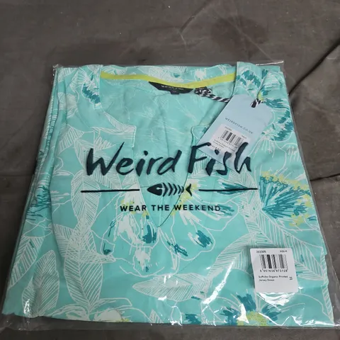 Weird Fish Women's Jersey Dress – Aqua Print, UK Size 20