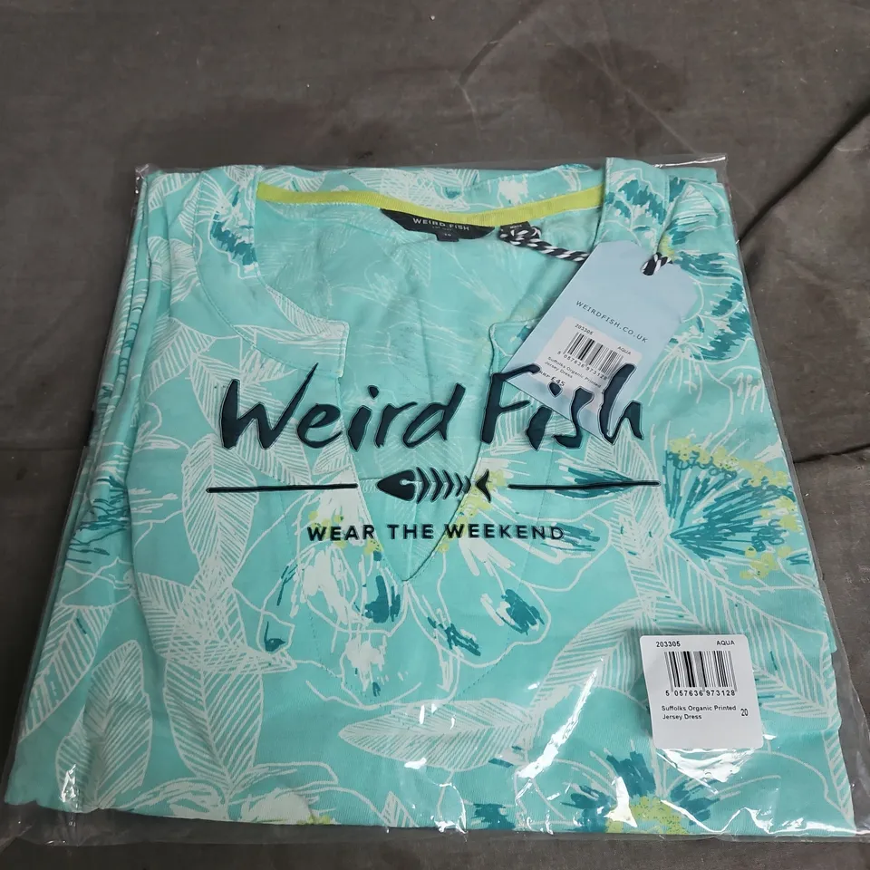 Weird Fish Women's Jersey Dress – Aqua Print, UK Size 20