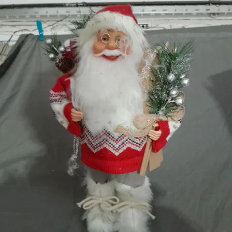 40 CM STANDING SANTA WITH SKIS CHRISTMAS DECORATION