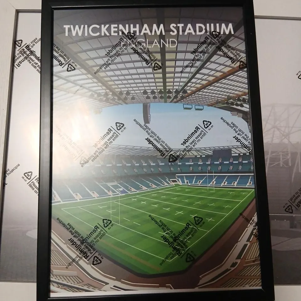 FIVE ASSORTED SPORTING STADIUM ART WORKS