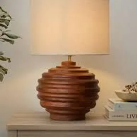 WOOD TURNED TABLE LAMP - WALNUT
