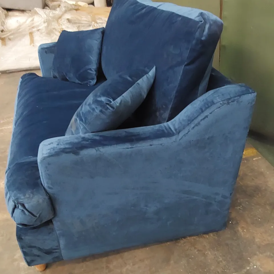 QUALITY DESIGNER 2 SEATER BLUE VELVET SOFA
