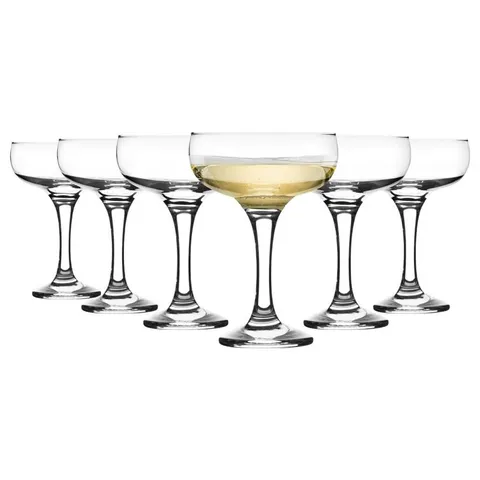 BOXED LAV MISKET GLASS CHAMPAGNE SAUCERS - 235ML // SET OF 6