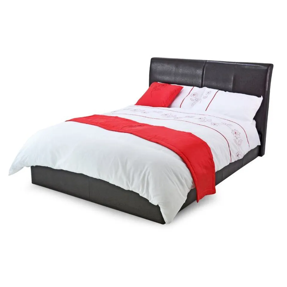 BOXED HARTFIELD UPHOLSTERED OTTOMAN BED FRAME - BLACK (2 OF 2 BOXES)