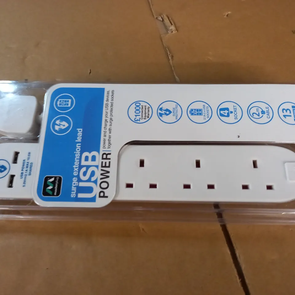 MASTERPLUG SURGE EXTENSION LEAD USB POWER