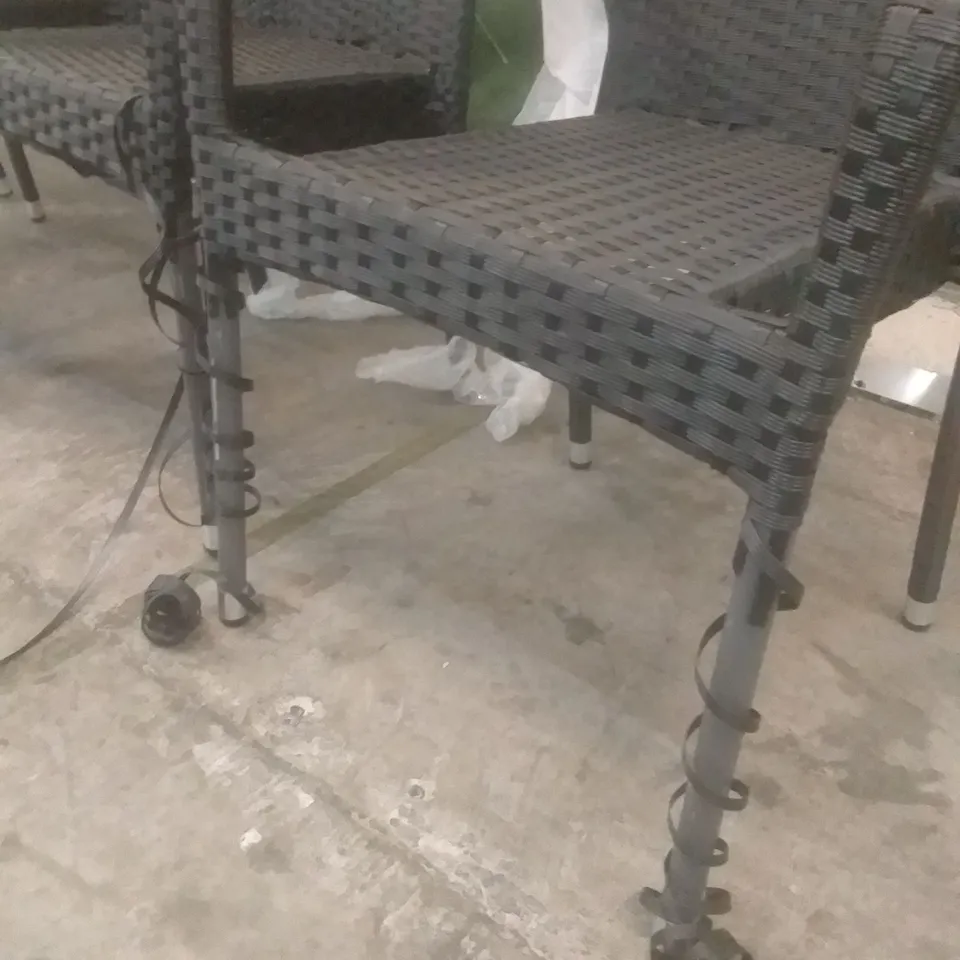 X4 RATTAN EFFECT GARDEN CHAIRS BLACK