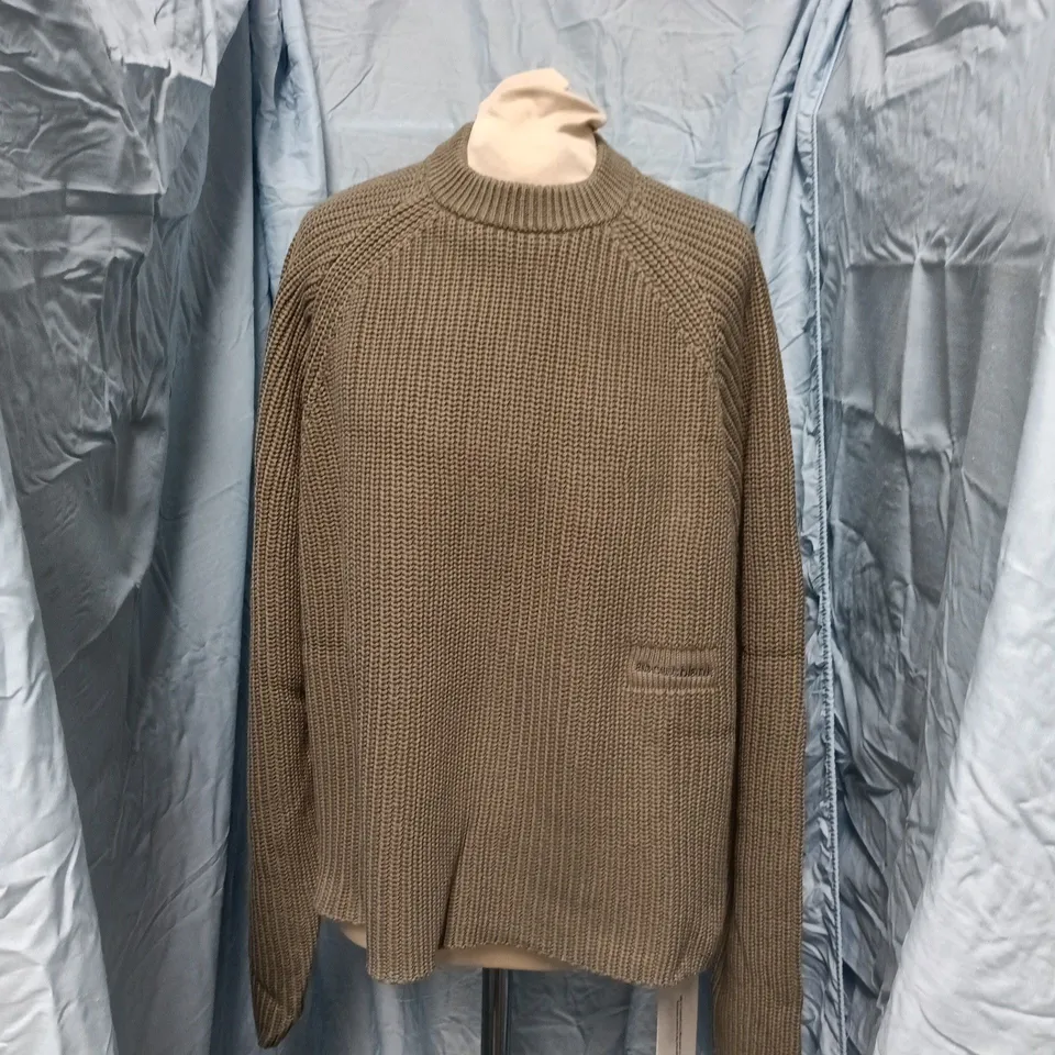ABOUT BLANK RIB MOCK-NECK COTTON JUMPER – SAGE, SIZE S, DESIGNED IN LONDON