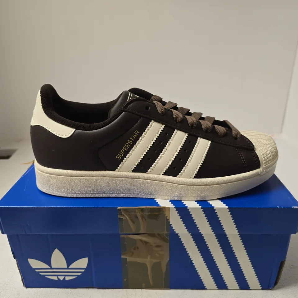 ADIDAS SUPERSTAR WHITE/BROWN UK 7.5 BOXED WOMENS