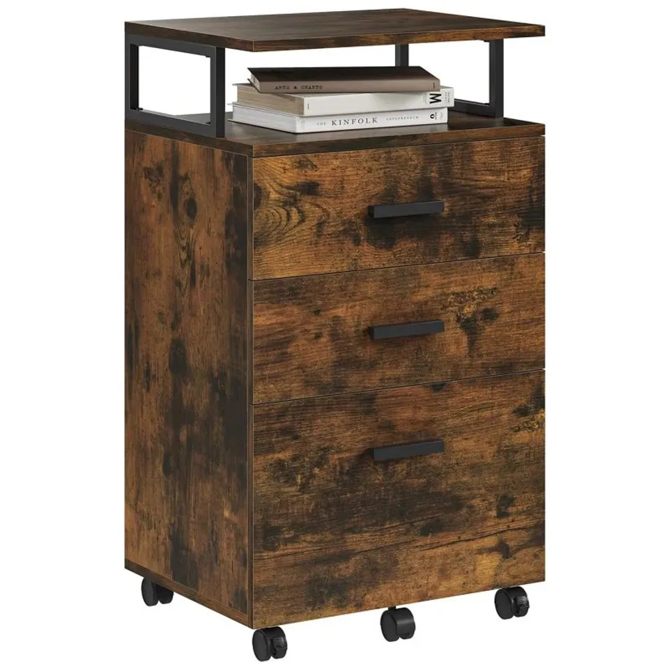 BOXED AMARELYS 46CM 3 WIDE WOODEN DRAWER FILING CABINET