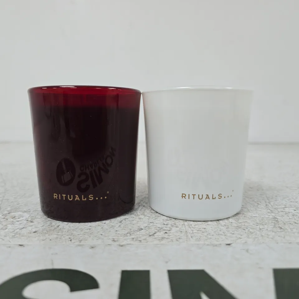 RITUALS SCENTED CANDLE DUO IN GLASS VOTIVE HOLDERS – RED & WHITE