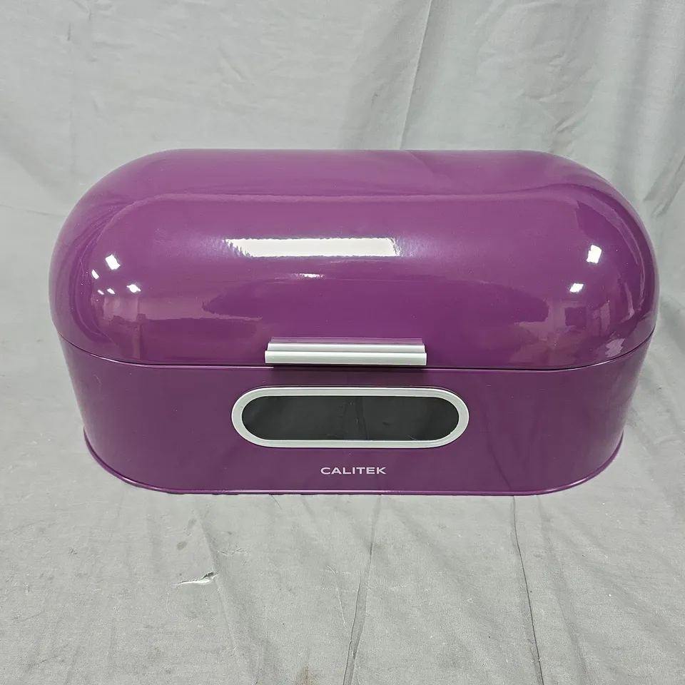 BOXED CALITEK STEEL BREAD BIN IN PURPLE