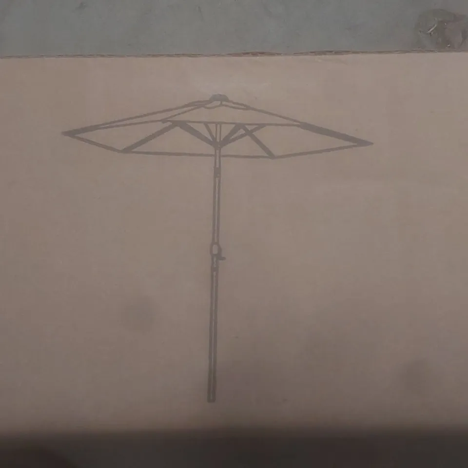 BOXED ROYALCRAFT 2.5m CRANK AND TILT PARASOL - WOOD LOOK ALUMINIUM POLE + IVORY CANOPY (1 BOX)