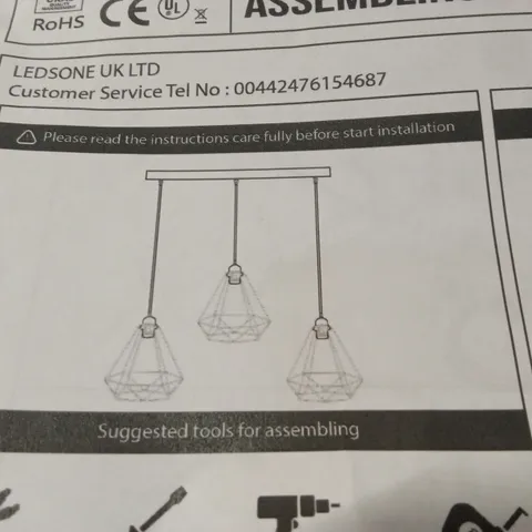 CARNBROCK 3-LIGHT KITCHEN ISLAND GEOMETRIC PENDANT