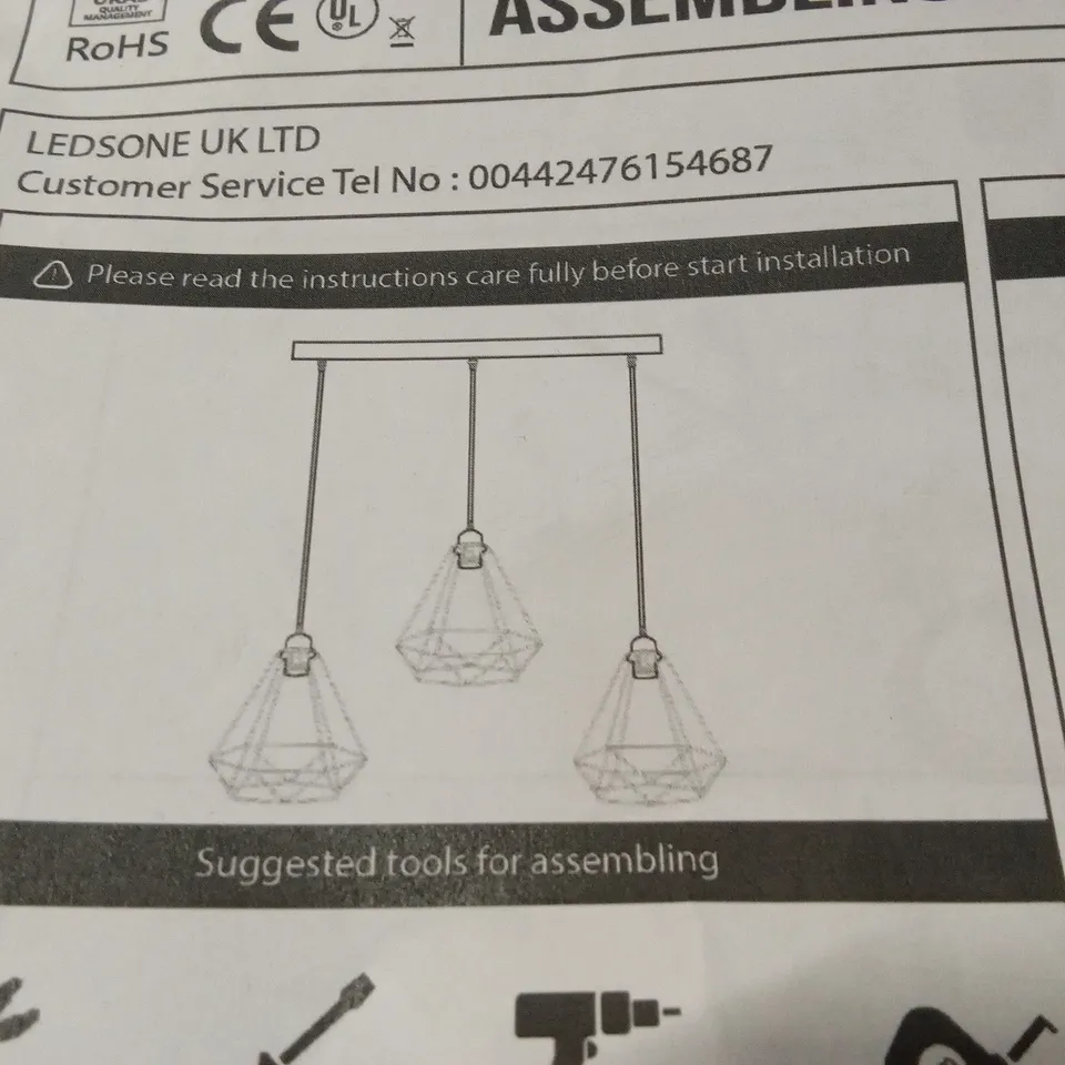 CARNBROCK 3-LIGHT KITCHEN ISLAND GEOMETRIC PENDANT