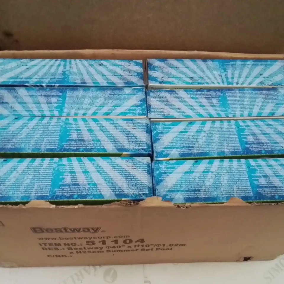 BOX CONTAINING 8 BRAND NEW BESTWAY PADDLING POOLS (1.02M X 25CM)