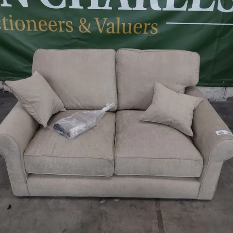 DESIGNER TWO SEATER SOFA BEIGE FABRIC
