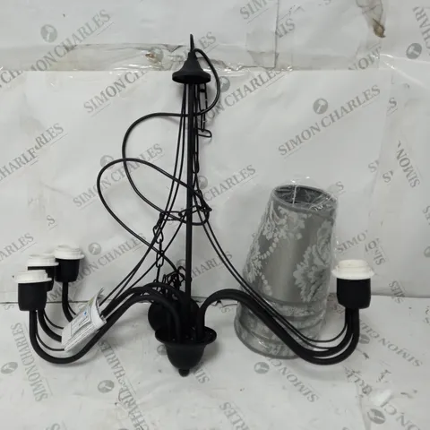 BOXED HALEN JAMEL 5 LIGHT SHADED CHANDELIER GREY