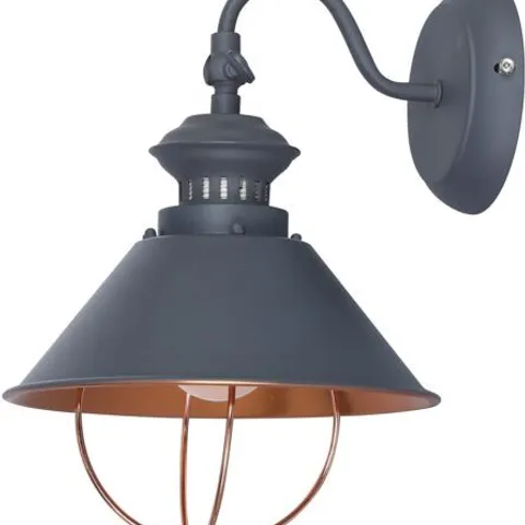 BOXED WOFI FLORENCE 1 LIGHT WALL LIGHT ARMED SCONCE METAL GREY COPPER