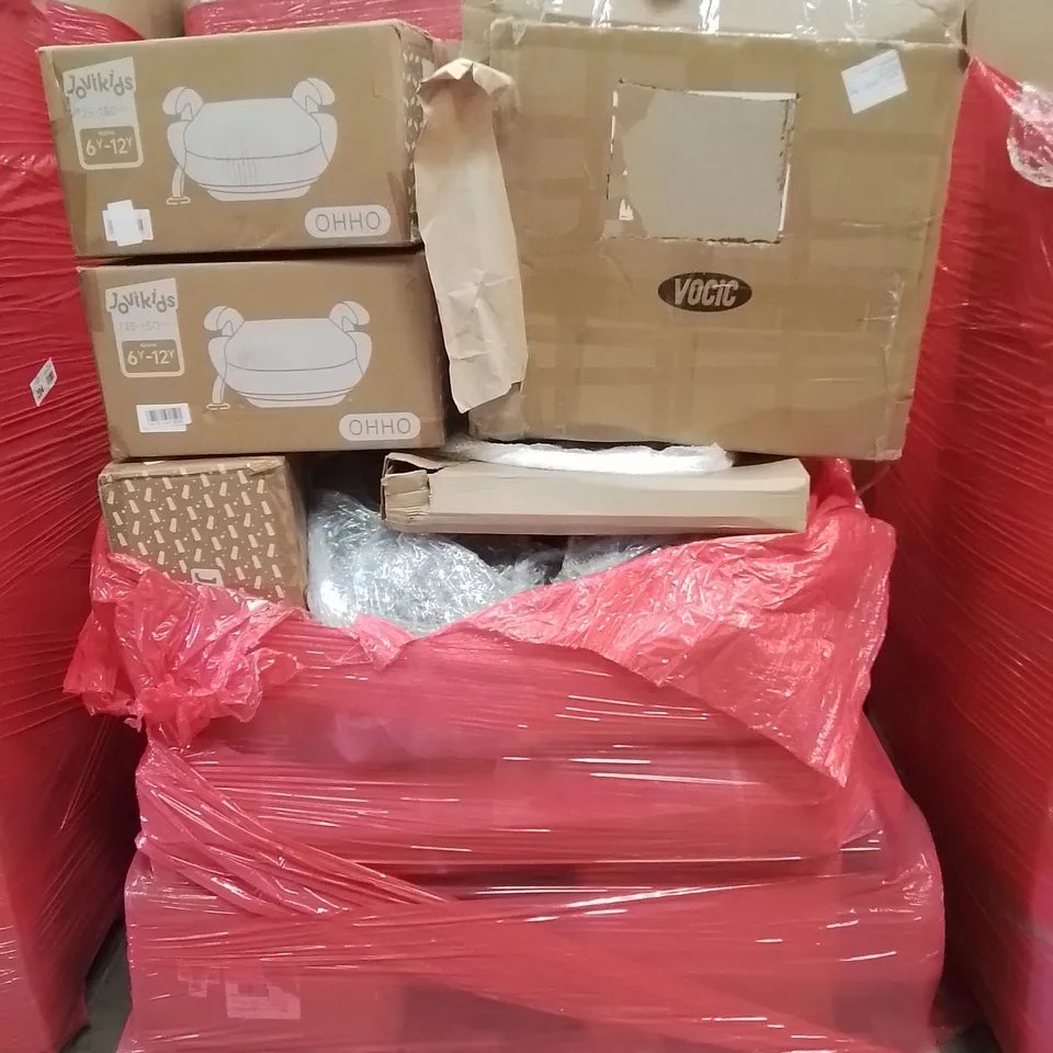 PALLET CONTAINING VARIOUS ASSORTED BOXED HOUSEHOLD ITEMS TO INCLUDE: KARCHER K4, BABY CAR SEATS, ROLLAROR WALKING AID AND LOTS MORE UNMARKED BOXED ITEMS 