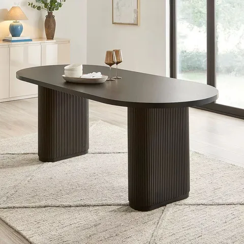 BOXED CARINA BLACK 200cm OVAL DINING TABLE (2 BOXES)