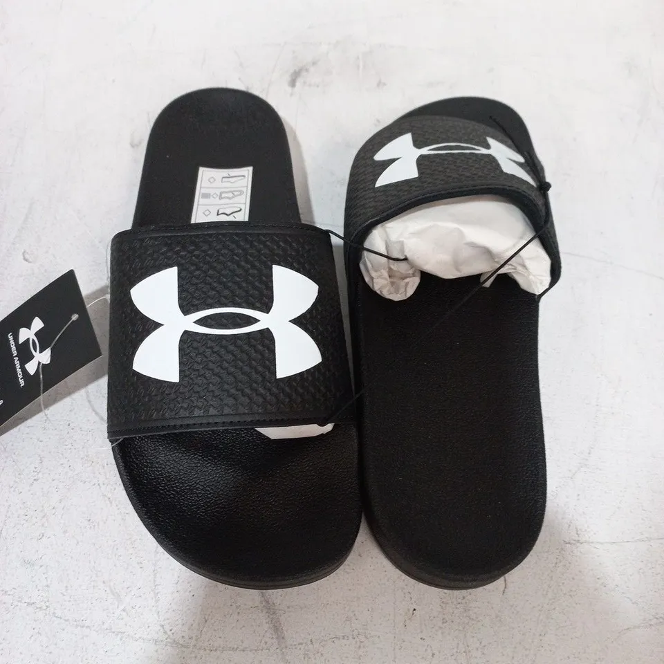 BOXED UNDER ARMOUR ARMR SLIDES IN BLACK - UK 9