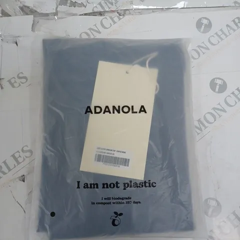 ASANOLA LONG SLEEVE LONG TOP IN COFFEE SIZE XS