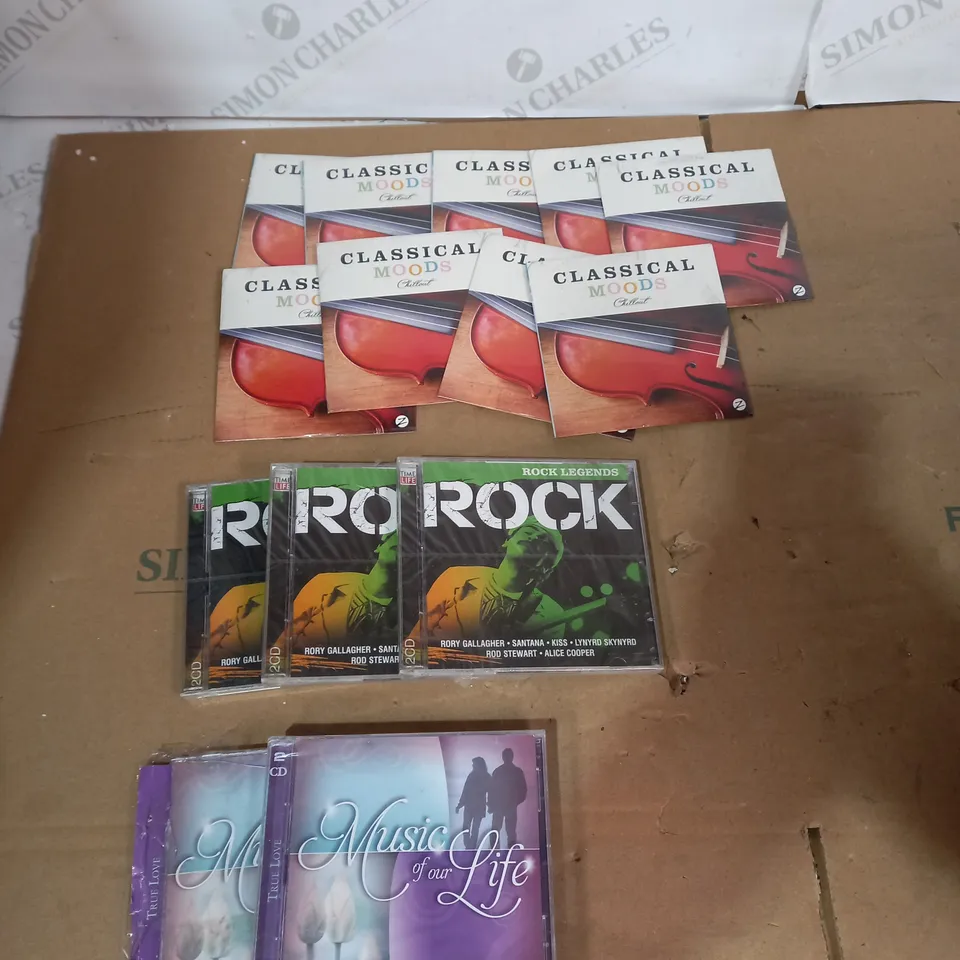 LOT OF APPROX 14 MUSIC CDS TO INCLUDE CLSSICAL MOODS, ROCK LEGENDS AND MUSIC OF OUR LIFE