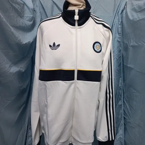 ADIDAS LEEDS UNITED AFC TRACK JACKET β WHITE/ NAVY, UK M (US M) WITH TAGS