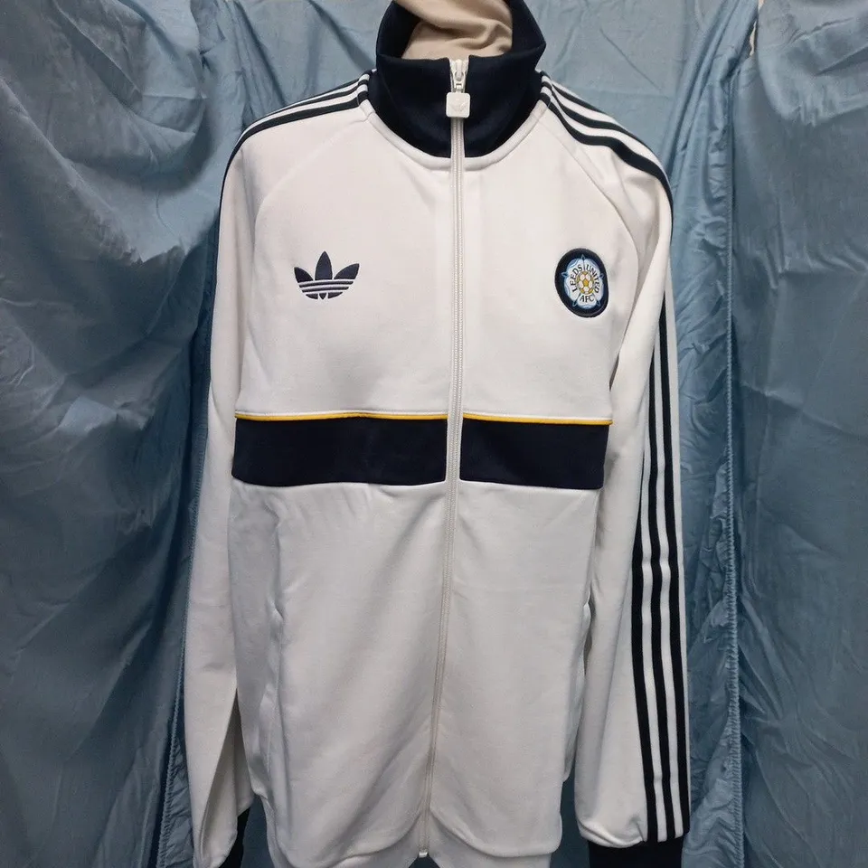 ADIDAS LEEDS UNITED AFC TRACK JACKET – WHITE/ NAVY, UK M (US M) WITH TAGS