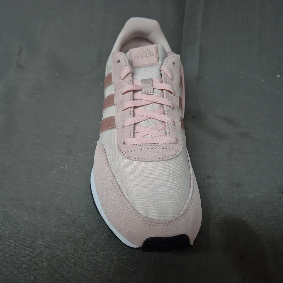 BOXED PAIR OF ADIDAS RUN 60S 3.0 SHOES IN PINK/BEIGE UK SIZE 8