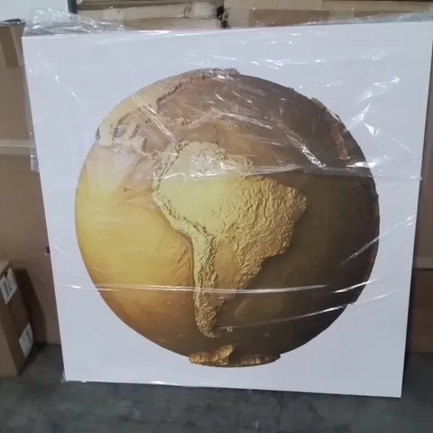 BOXED GOLD GLOBE WRAPPED CANVAS ART