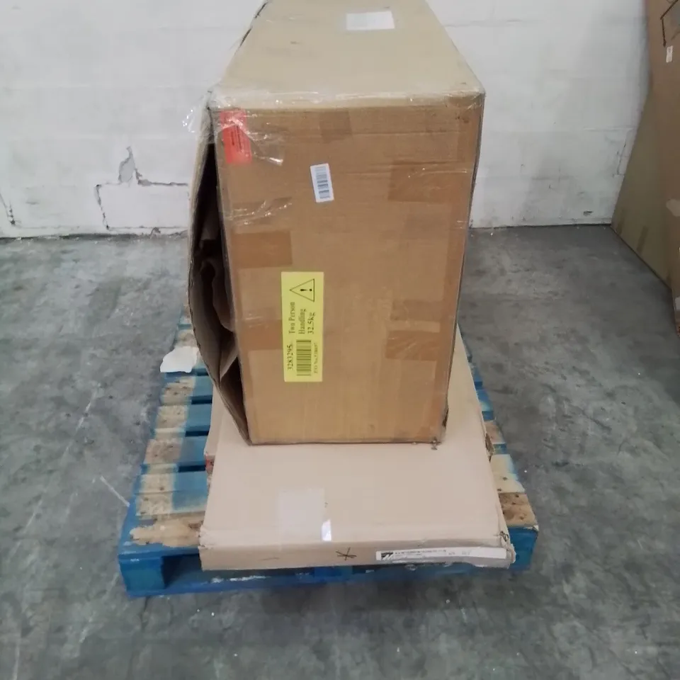 PALLET CONTAINING VARIOUS BOXED FURNITURE PARTS AND OTHER HOUSEHOLD ITEMS ETC.