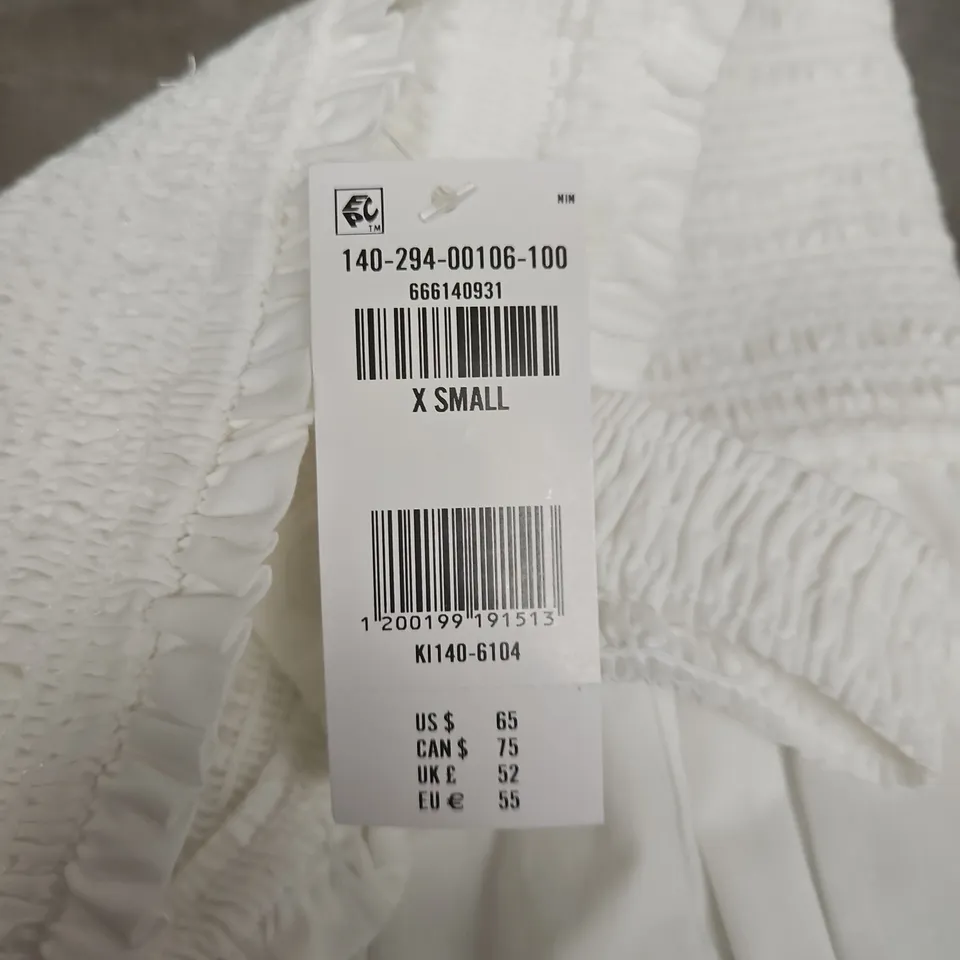 WHITE SMOCKED STRAP DRESS, X SMALL (XS) – WOMEN'S CLOTHING