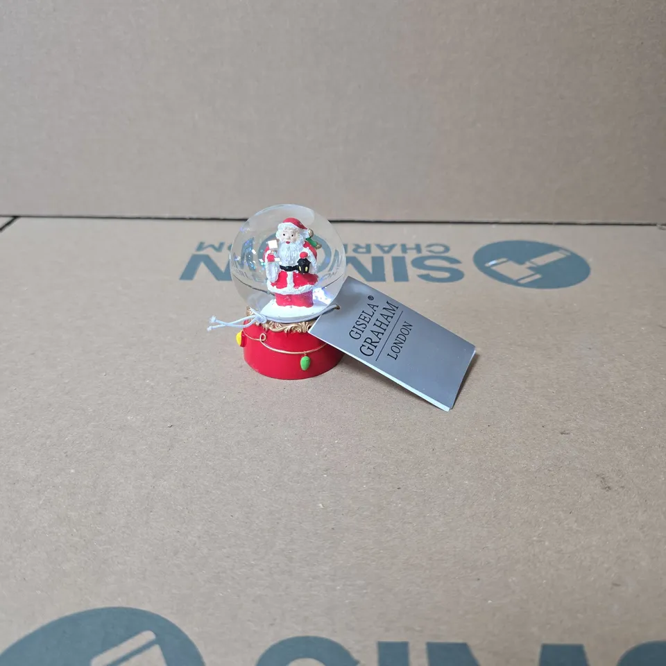 SET OF 12 GISELA GRAHAM FATHER CHRISTMAS MINI SNOW GLOBES BOXED