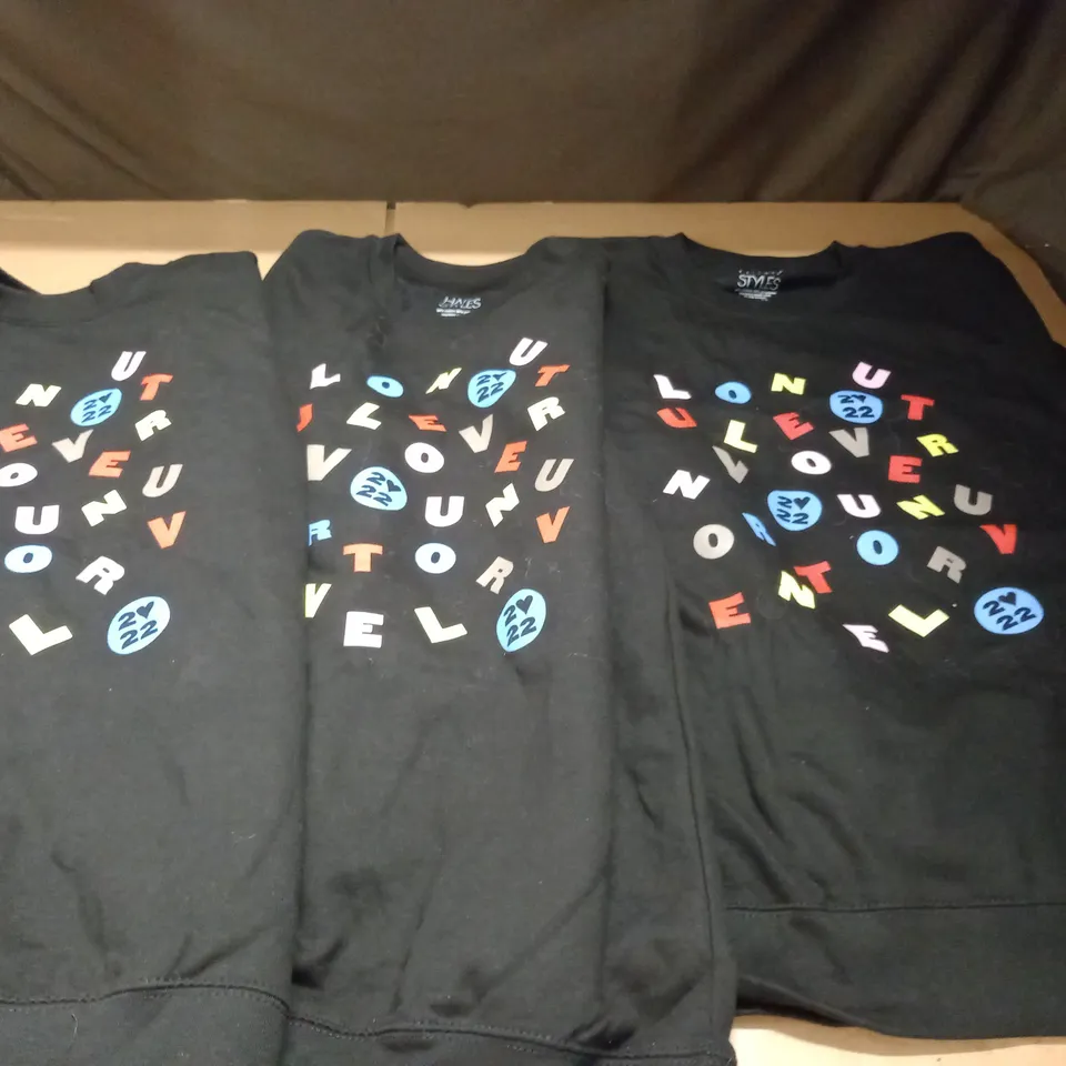 LOT OF 3 HARRY STYLES LOVE TOUR BLACK JUMPERS - L