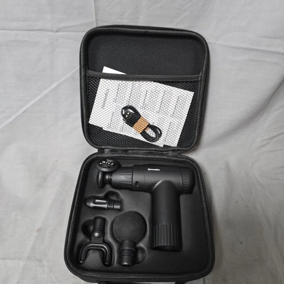 HOMEDICS PERCUSSION MASSAGE GUN WITH CASE AND 4 ATTACHMENTS