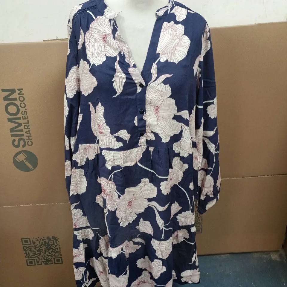 TOGETHER FLORAL PRINT TIERED DRESS NAVY SIZE 16