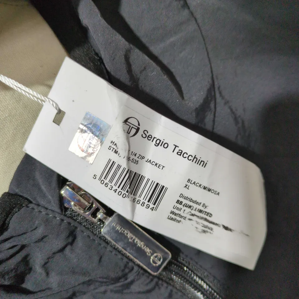 SERGIO TACCHINI HOODED 1/4 ZIP JACKET - BLACK / MIMOSA, XL